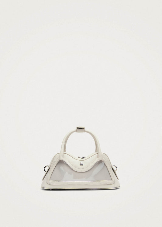 Bolso pequeño Hilma de vinilo blanco y cuero-image