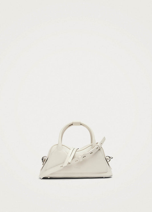 Bolso pequeño Hilma de vinilo blanco y cuero-image