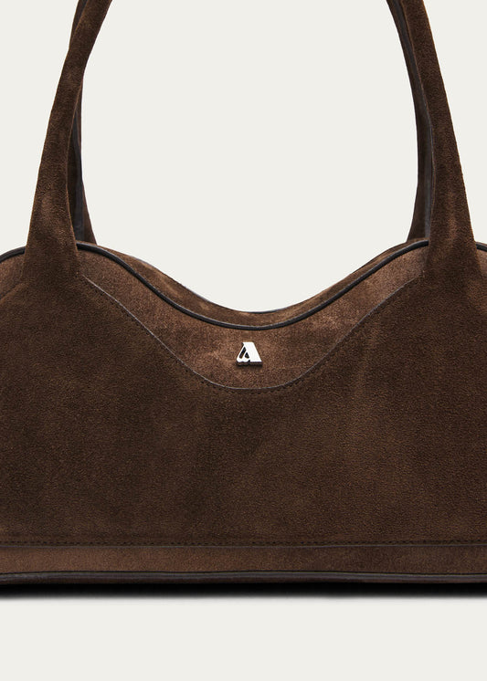 Bolso de cuero marrón Hilma de ante-image