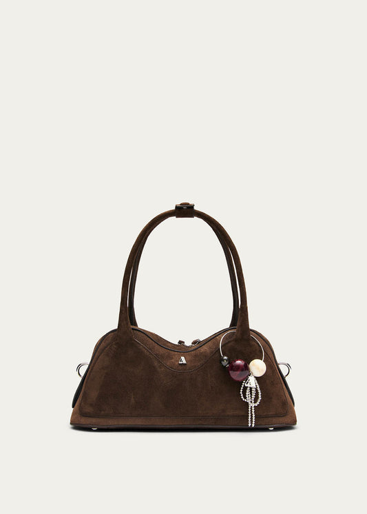Bolso de cuero marrón Hilma de ante-image