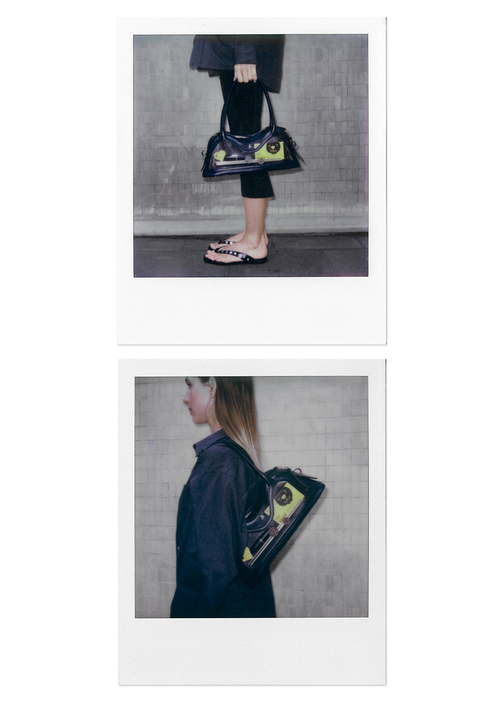 Bolso de cuero negro de vinilo Hilma
