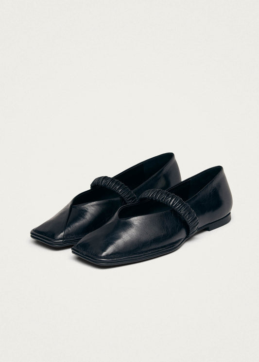 Lautan Black Leather Ballet Flats-image