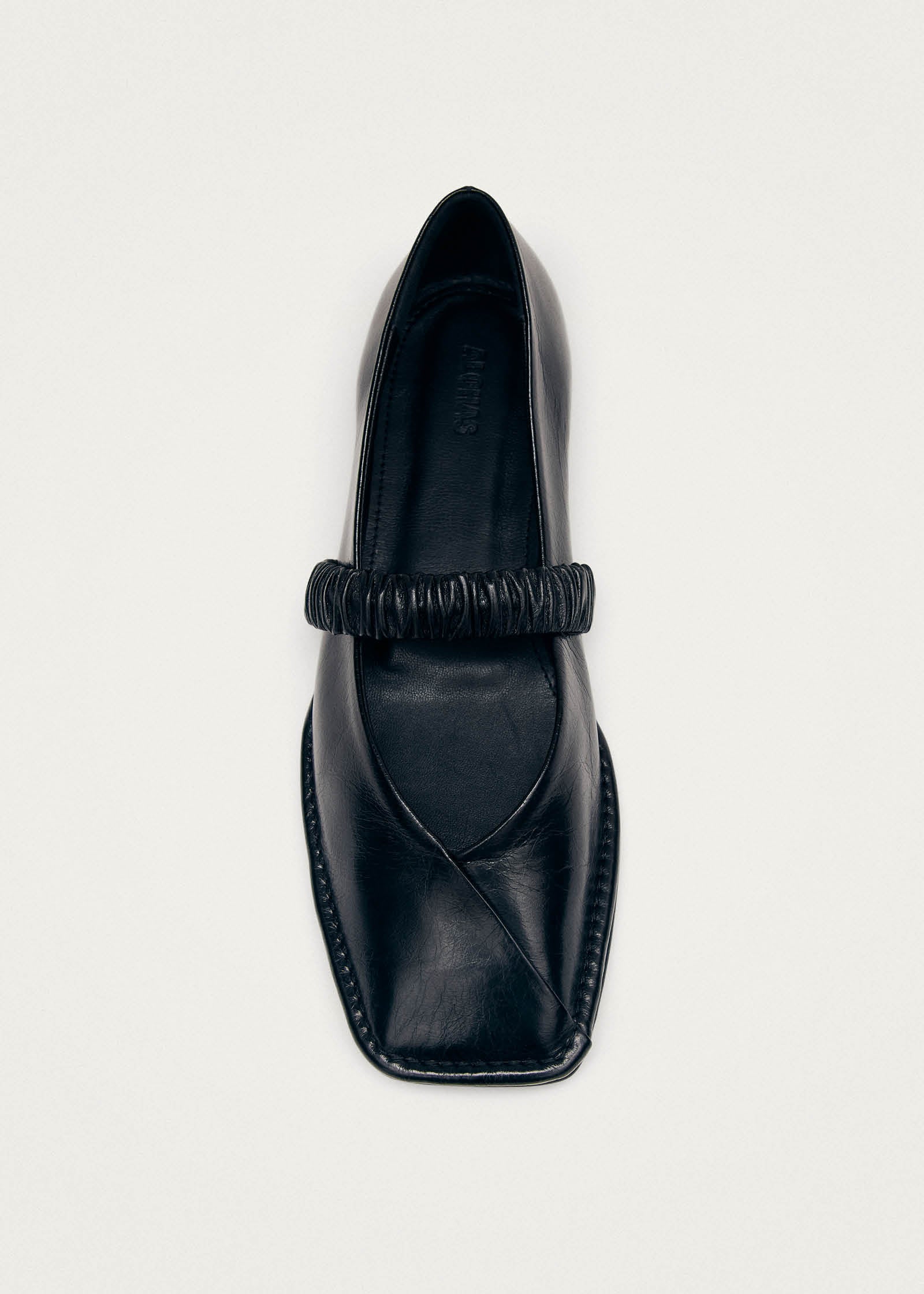 Lautan Schwarze Leder Ballerinas