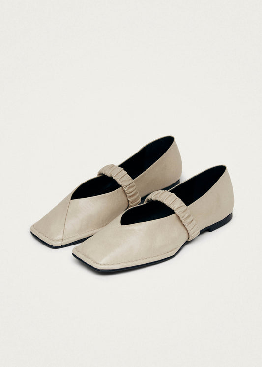 Lautan Cream Leather Ballet Flats-image