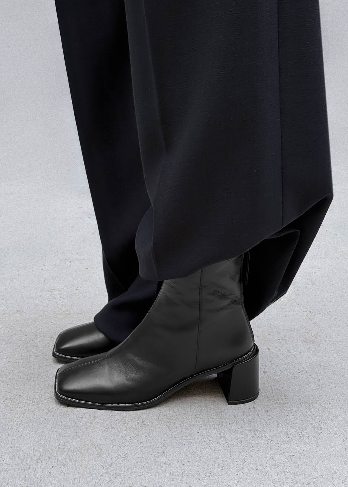 Luc Black Leather Ankle Boots