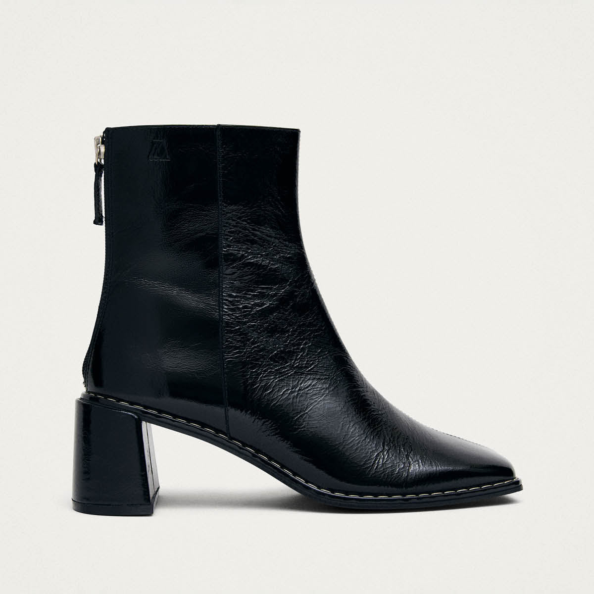 Luc Patent Black Leather Ankle Boots