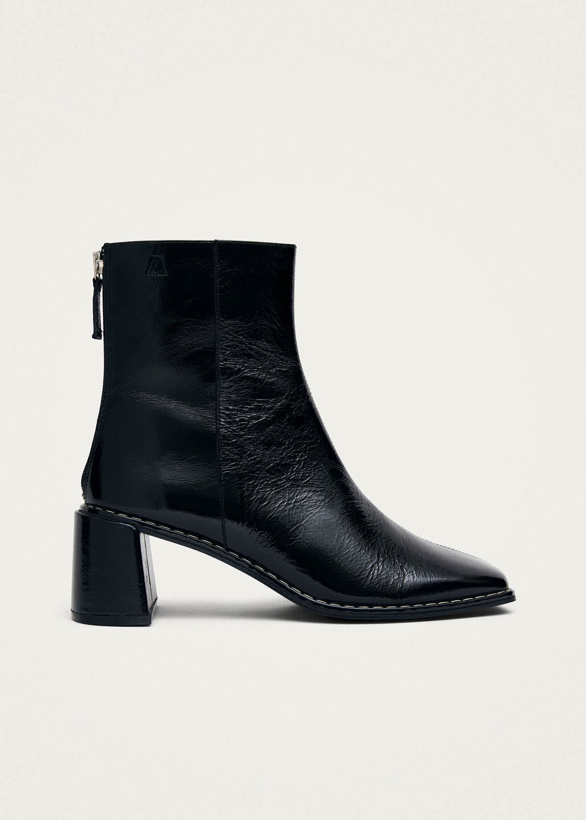 Luc Patent Black Leather Ankle Boots