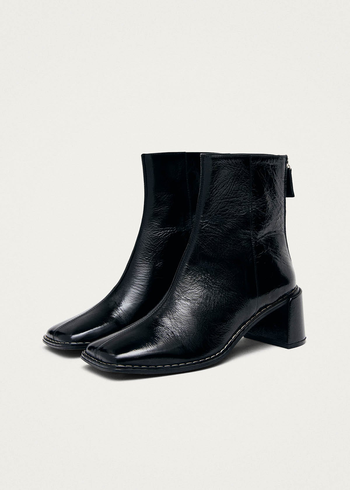 Luc Patent Black Leather Ankle Boots