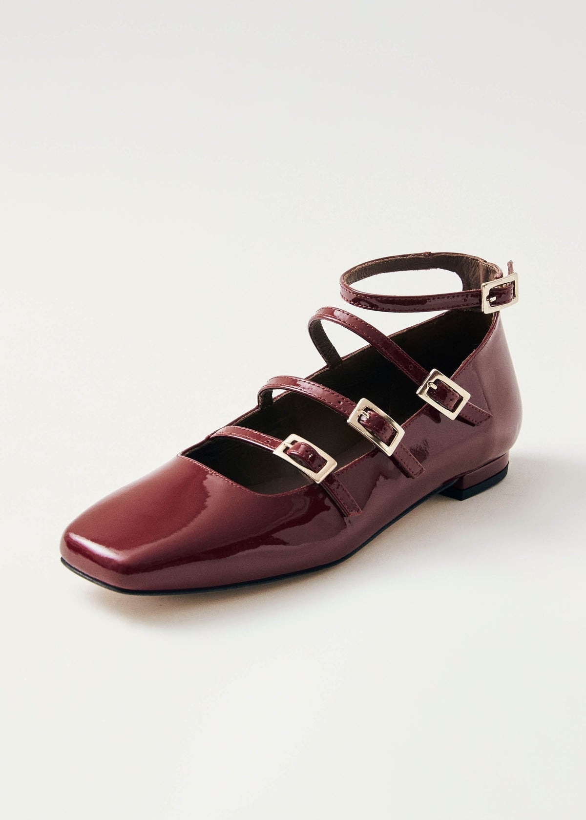 Luke Ballerines Mary Jane en Cuir Verni Bordeaux