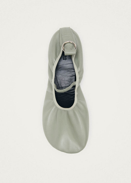 Naira Barefoot Green Leather Ballet Flats
