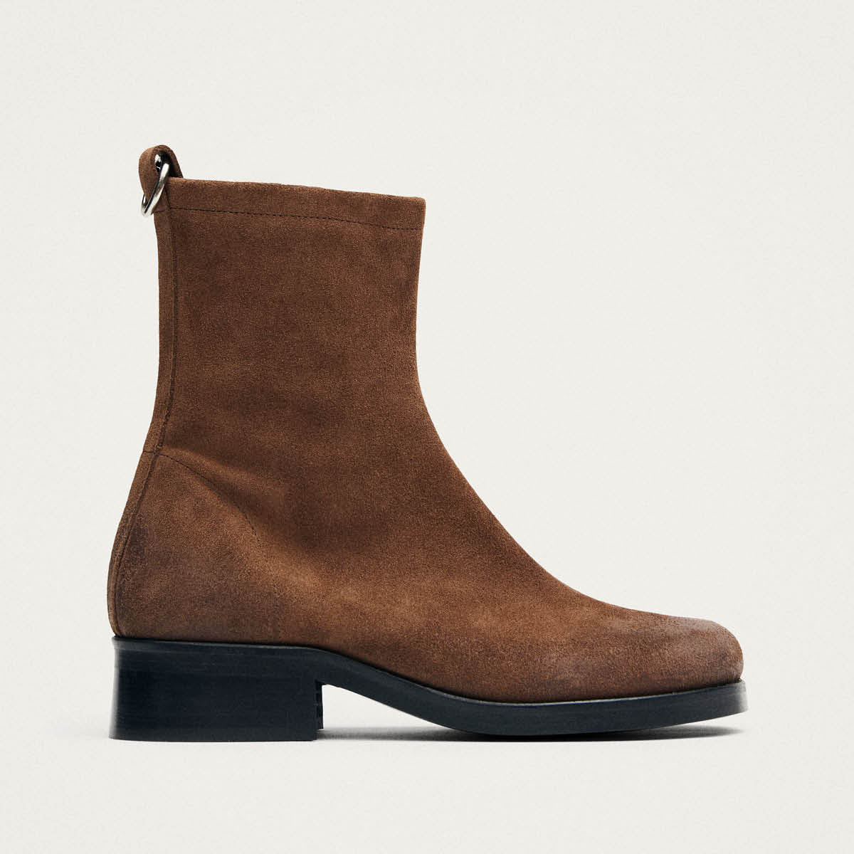 Niam Vintage Effect Suede Cognac Leather Ankle Boots