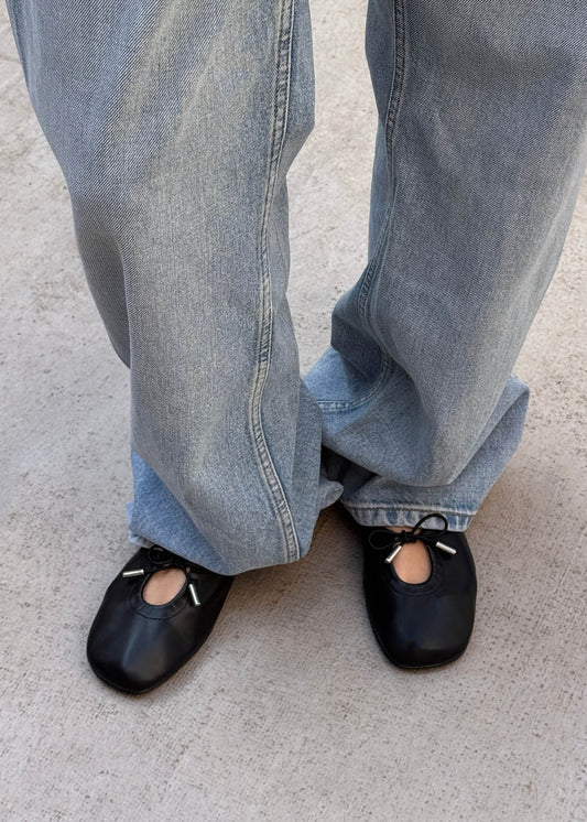 Rosalind Vegan Ballerine in Pelle Vegana Nera-image