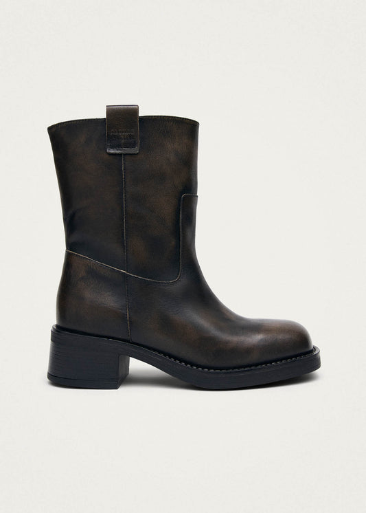 Rajan Bottes en cuir marron effet vintage-image