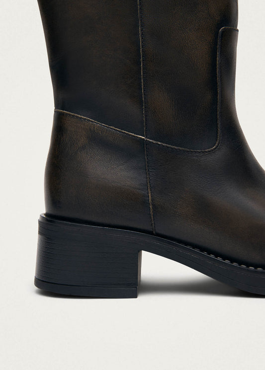 Rajan Bottes en cuir marron effet vintage-image