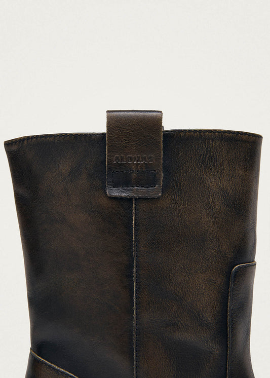 Rajan Bottes en cuir marron effet vintage-image