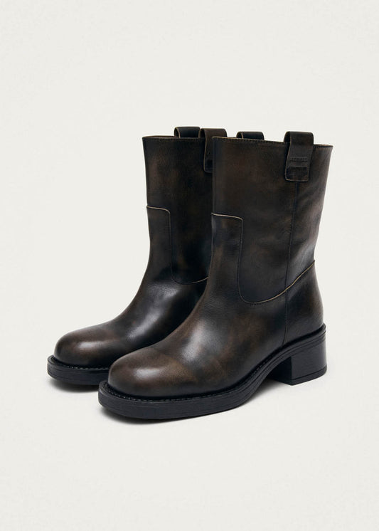 Rajan Bottes en cuir marron effet vintage-image