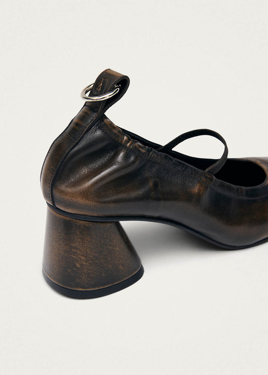 Rhiane Escarpins en Cuir Marron Effet Vintage-image