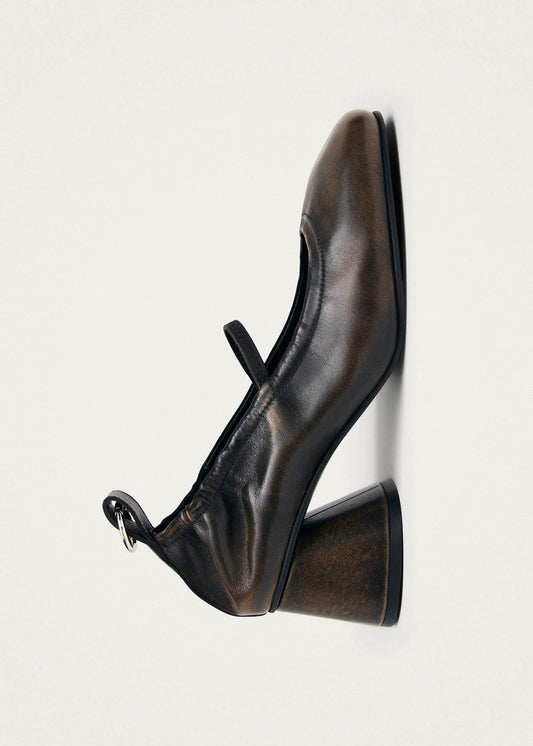 Rhiane Escarpins en Cuir Marron Effet Vintage-image