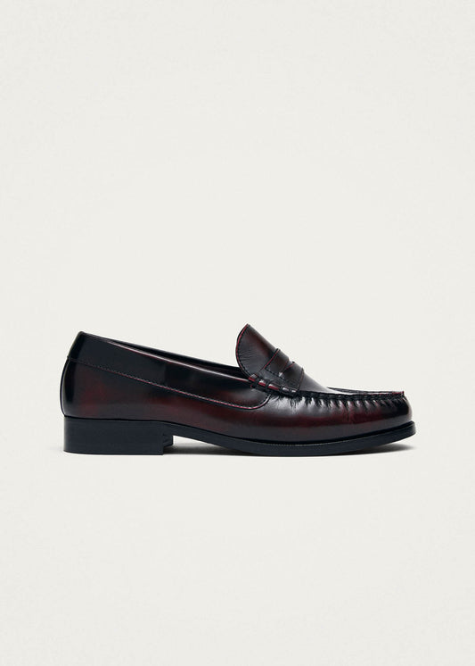 Rivet Mocassins en cuir bordeaux effet vintage-image