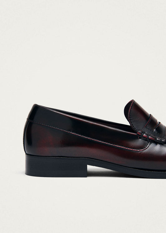 Rivet Mocassins en cuir bordeaux effet vintage-image