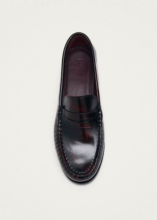 Rivet Mocassins en cuir bordeaux effet vintage-image