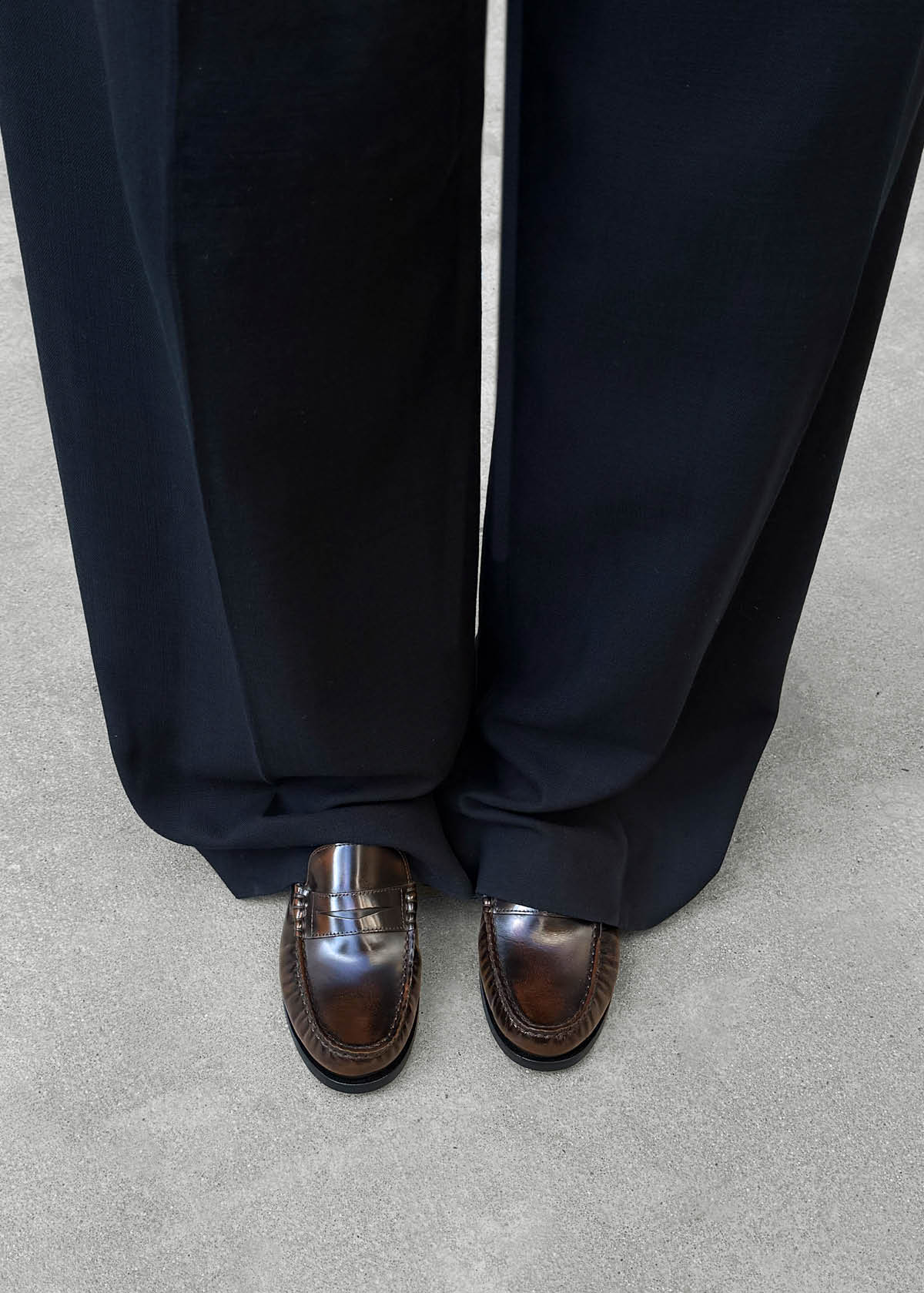 Rivet Kaffeebraune Loafer aus Leder mit Vintage-Effekt