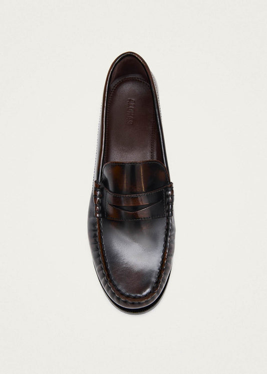 Rivet Mocassins en cuir marron café effet vintage-image