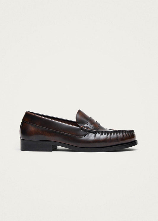 Rivet Mocassins en cuir marron café effet vintage-image