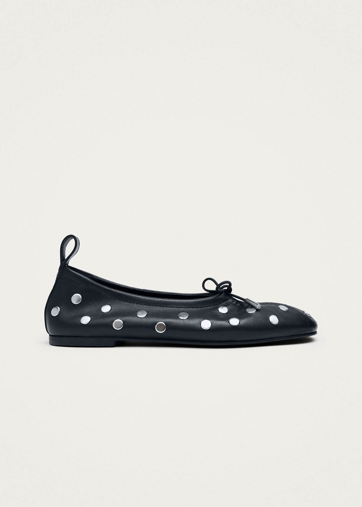 Rosalind All Studs Ballerines en Cuir Noir