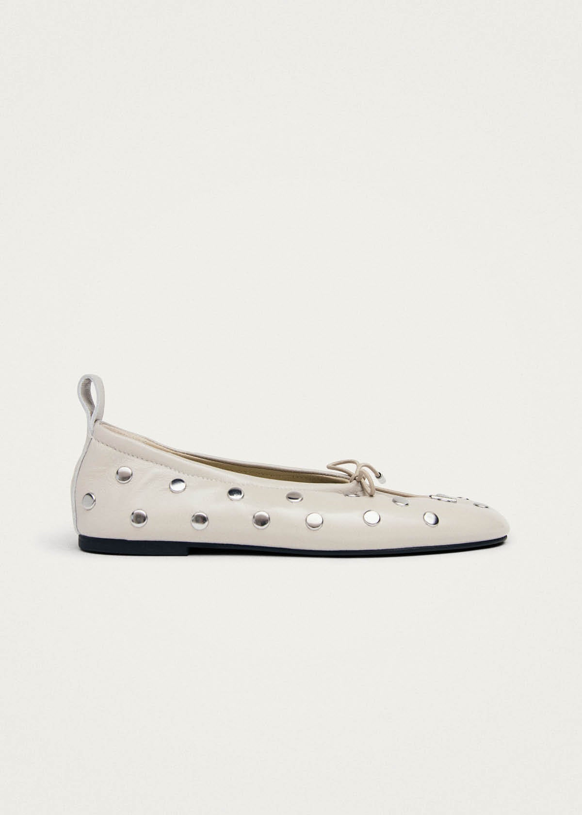 Rosalind All Studs Cream Leather Ballet Flats