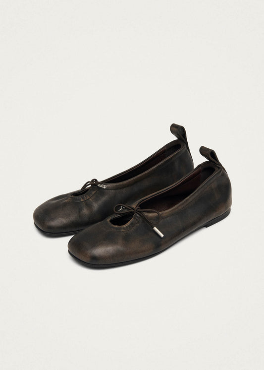 Rosalind Ballerines en cuir marron effet vintage-image