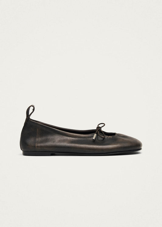 Rosalind Ballerines en cuir marron effet vintage-image