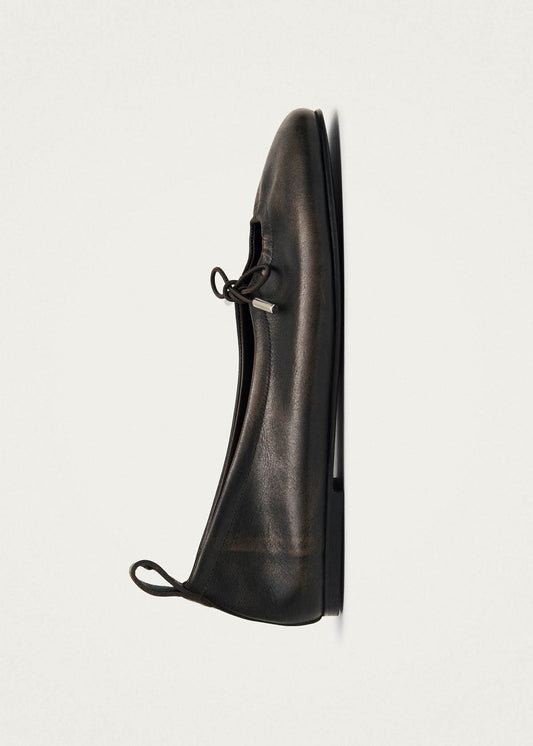 Rosalind Ballerines en cuir marron effet vintage-image