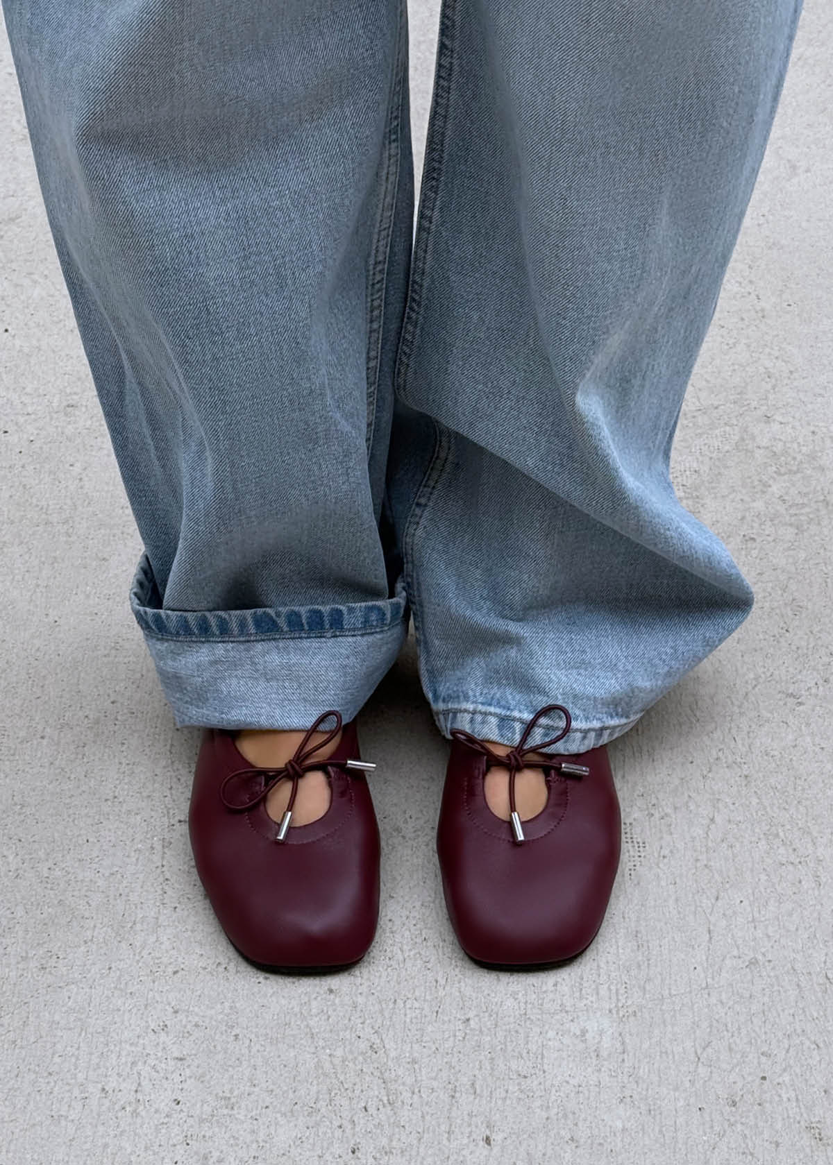 Rosalind Burgundy Leather Ballet Flats