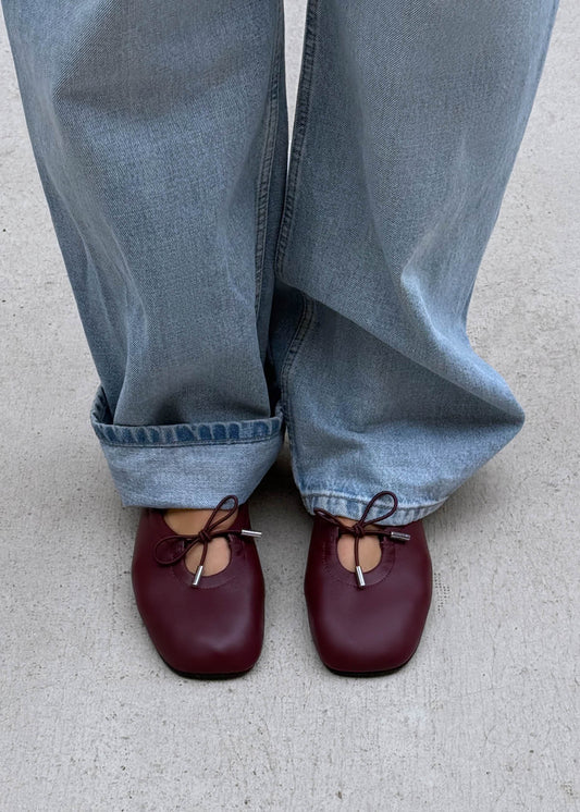 Rosalind Burgundy Leather Ballet Flats-image