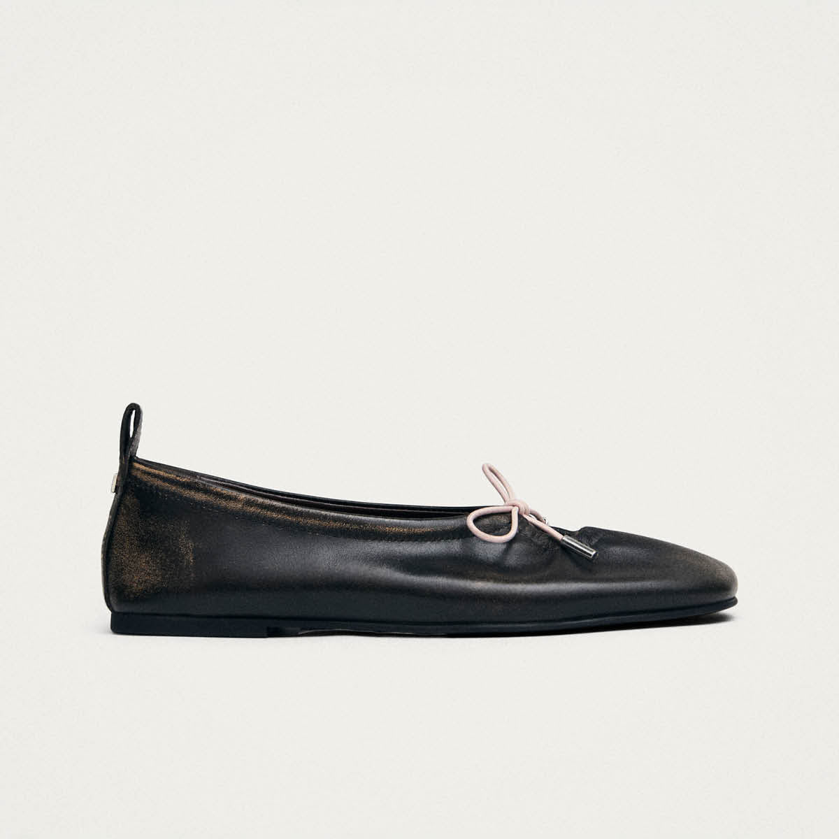 Rosalind Contrast Vintage Effect Brown Leather Ballet Flats