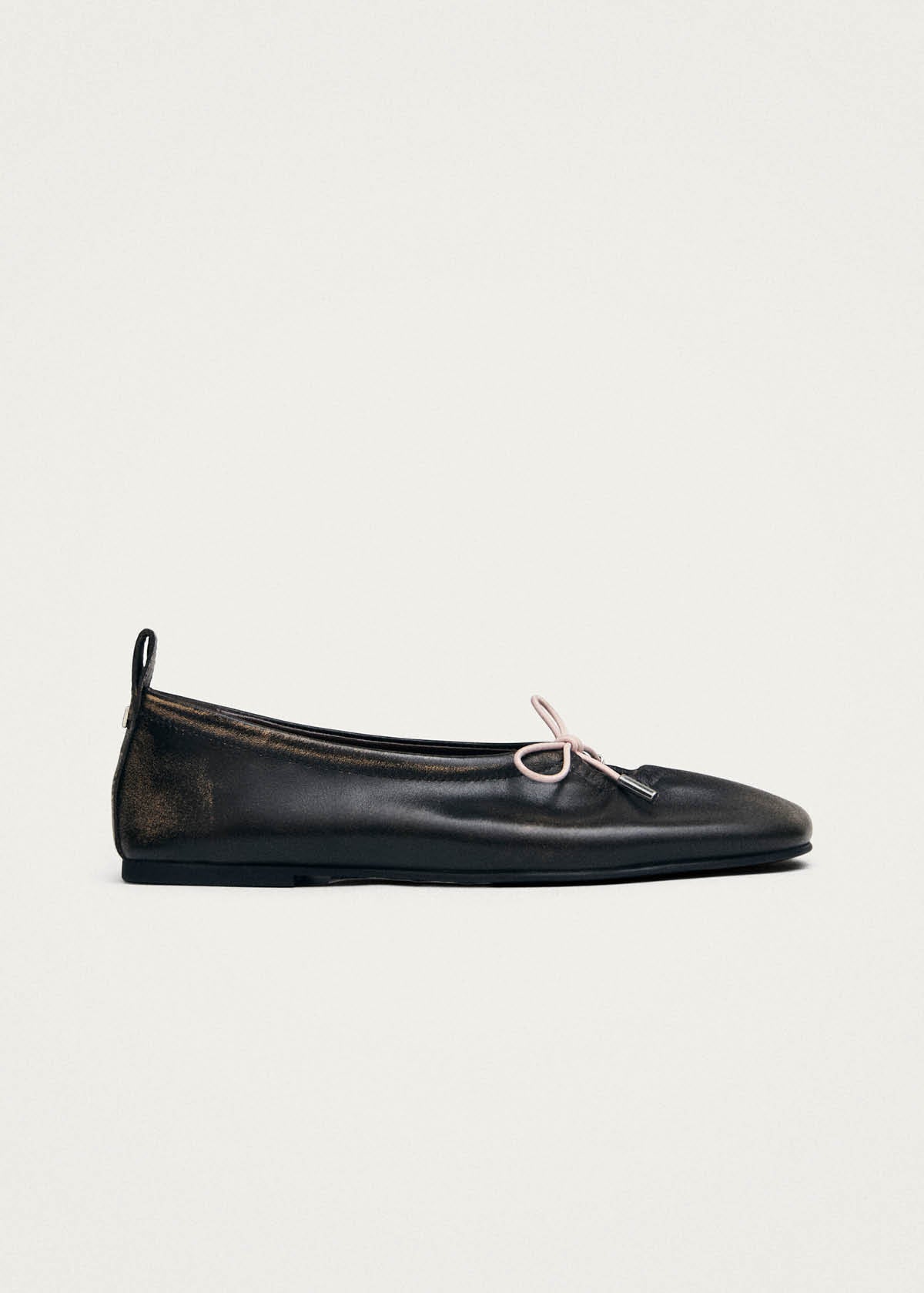 Rosalind Contrast Vintage Effect Brown Leather Ballet Flats