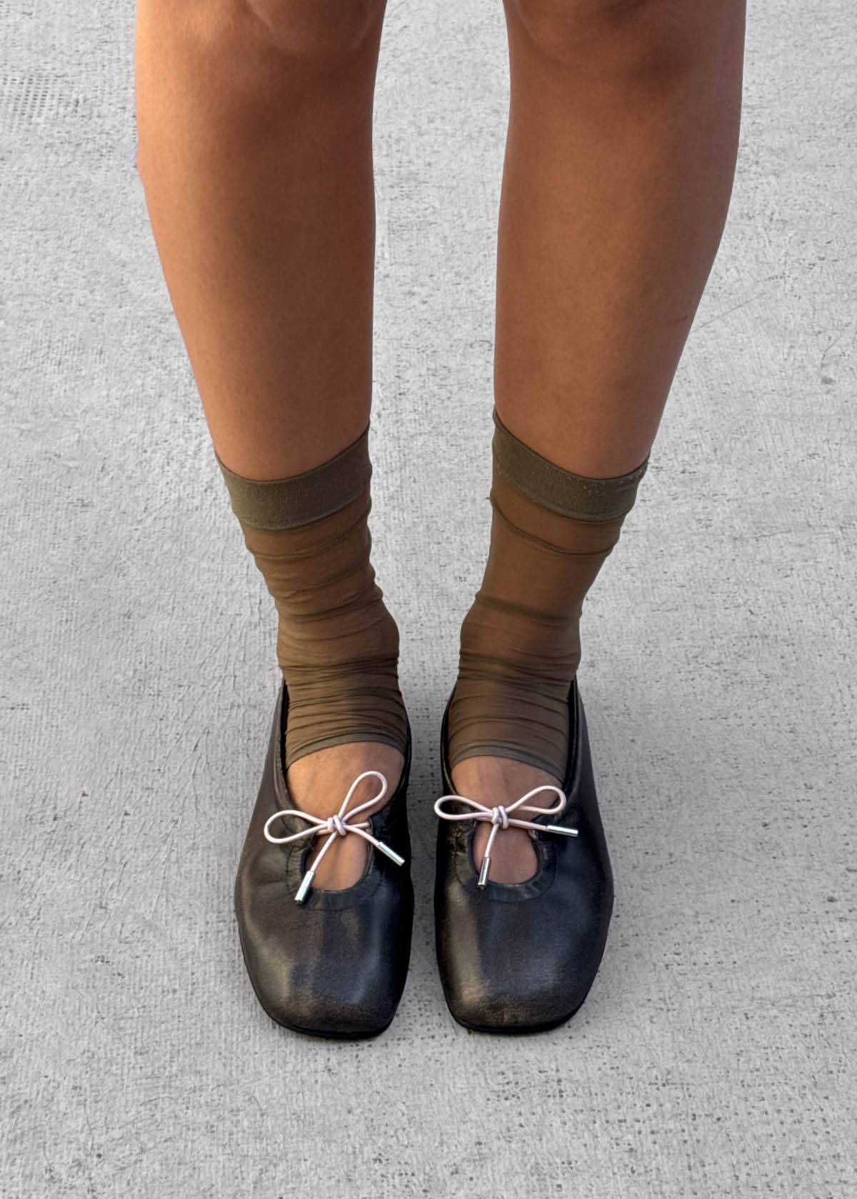 Rosalind Contrast Vintage Effect Brown Leather Ballet Flats