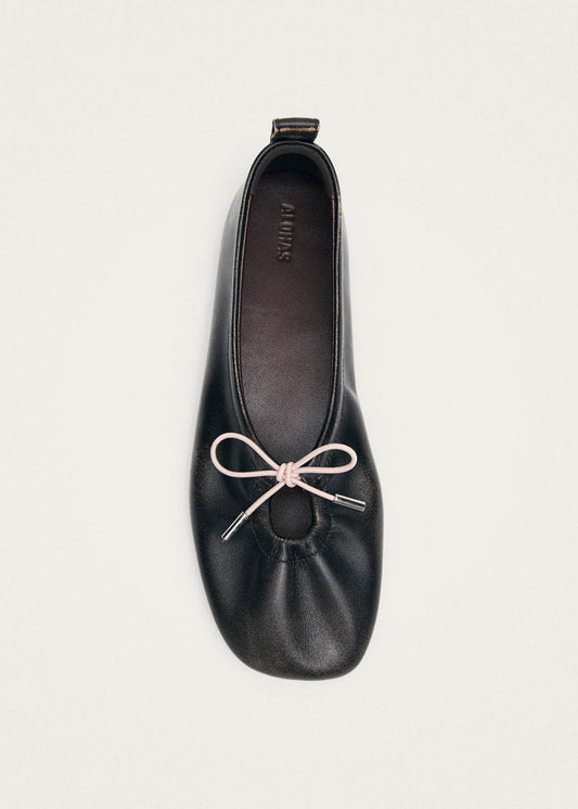 Rosalind Contrast Vintage Effect Brown Leather Ballet Flats
