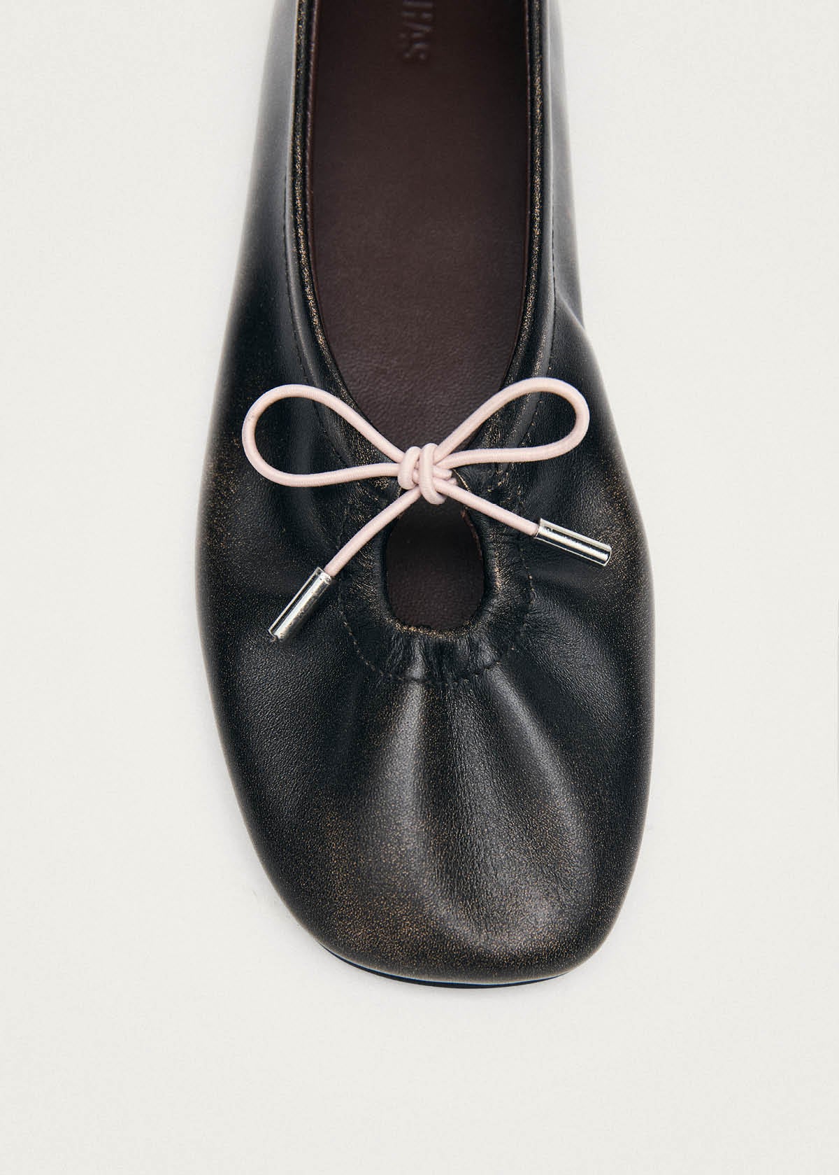 Rosalind Contrast Vintage Effect Brown Leather Ballet Flats