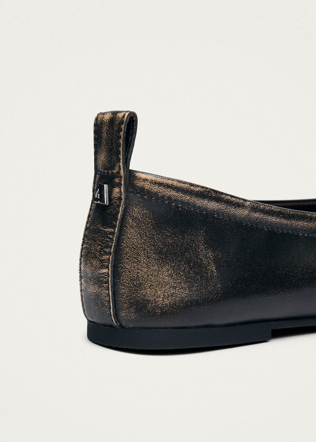 Rosalind Contrast Vintage Effect Brown Leather Ballet Flats