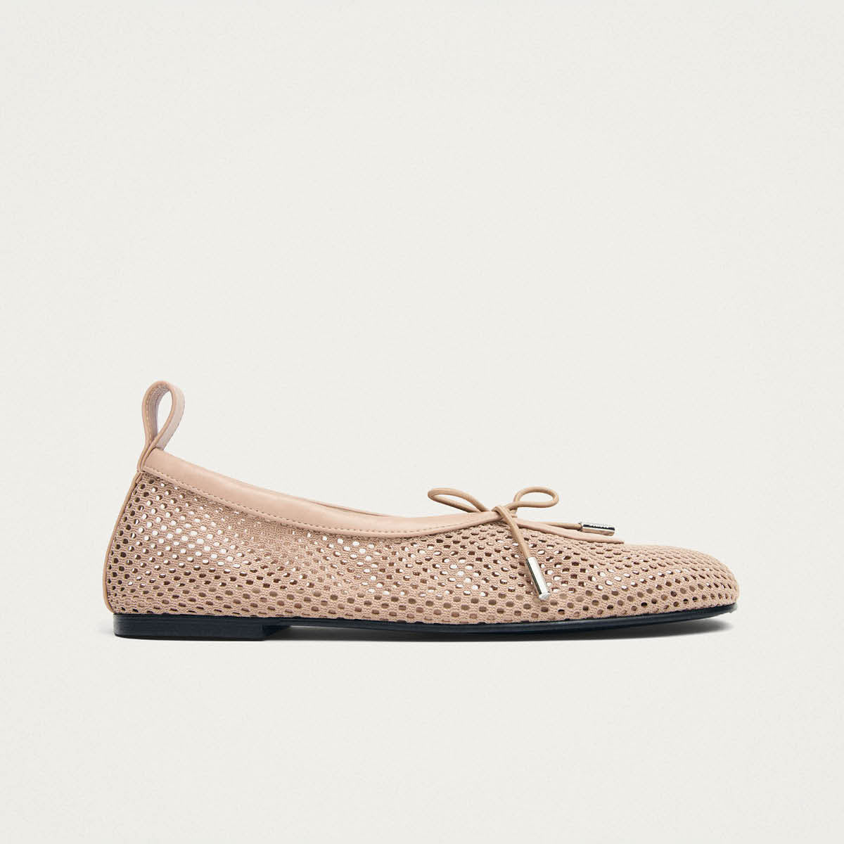 Rosalind Ballerine in Pelle Beige a Rete