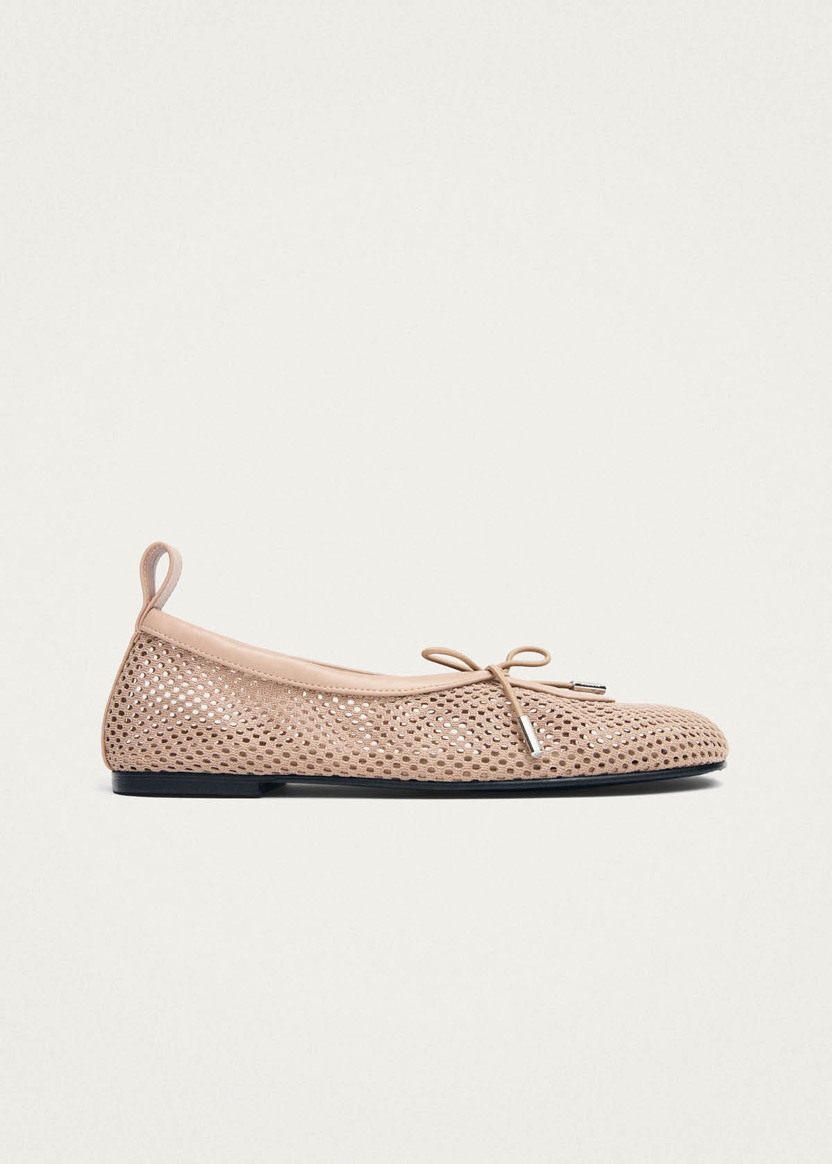 Rosalind Ballerine in Pelle Beige a Rete
