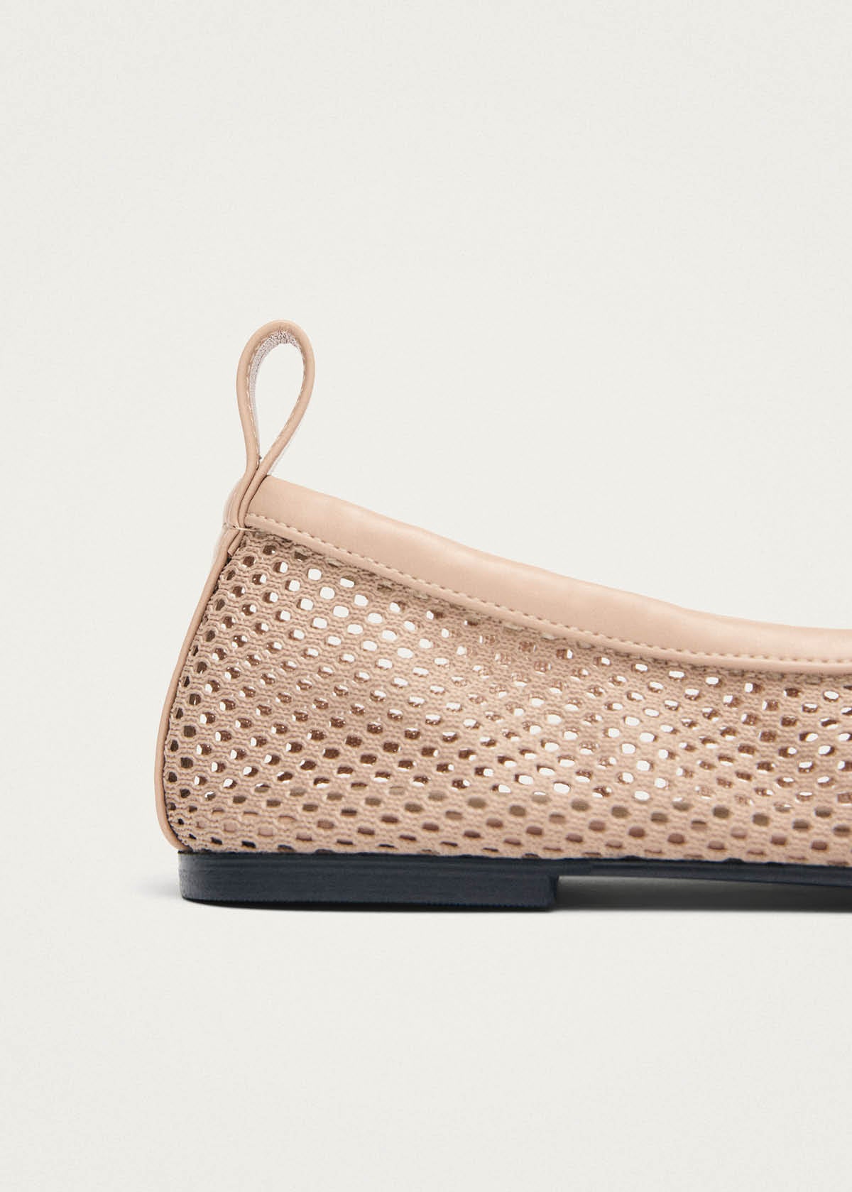 Rosalind Ballerine in Pelle Beige a Rete