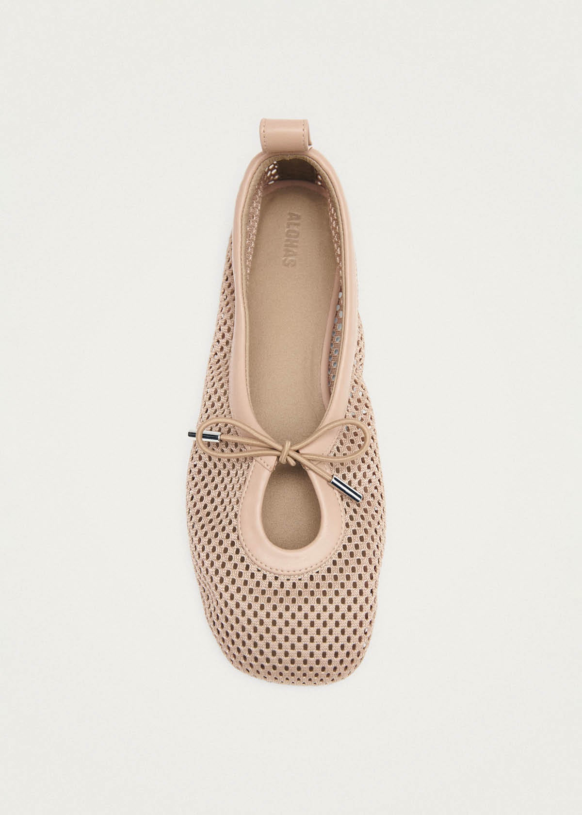 Rosalind Ballerine in Pelle Beige a Rete