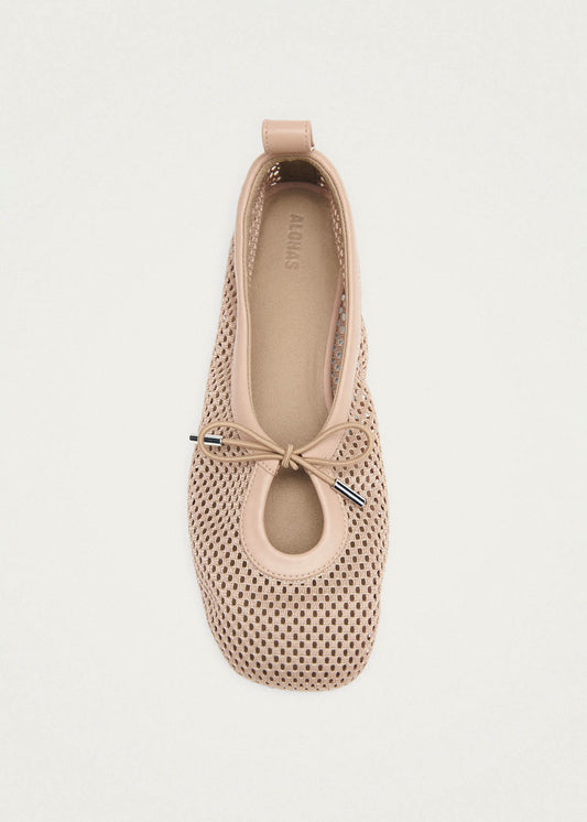 Rosalind Ballerine in Pelle Beige a Rete-image
