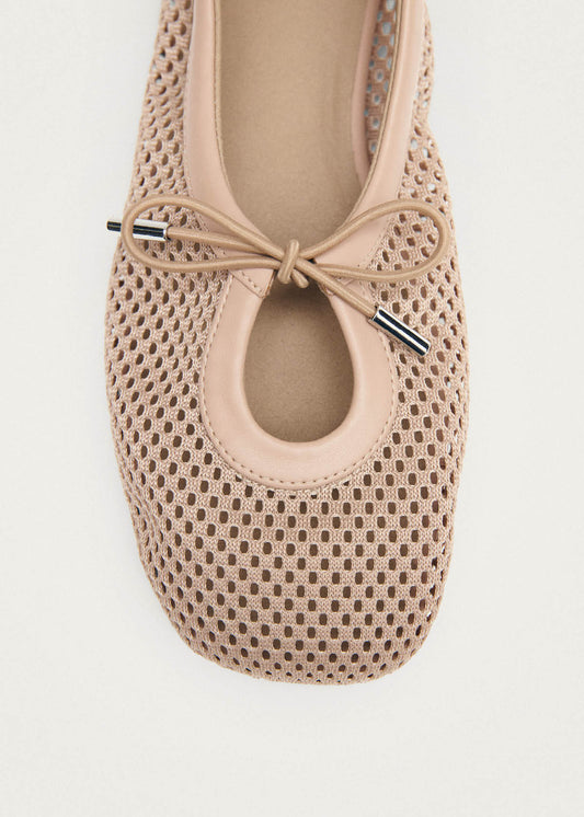 Rosalind Ballerine in Pelle Beige a Rete-image