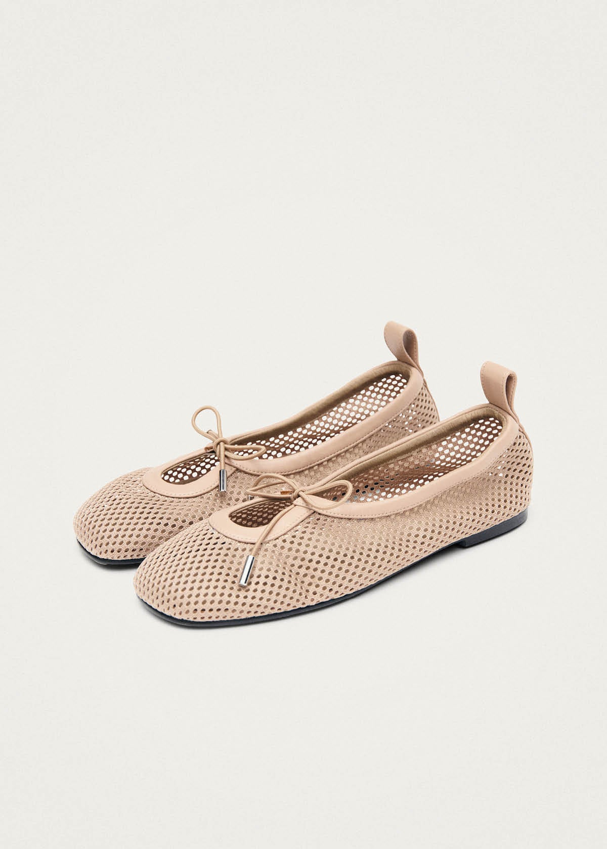 Rosalind Ballerine in Pelle Beige a Rete