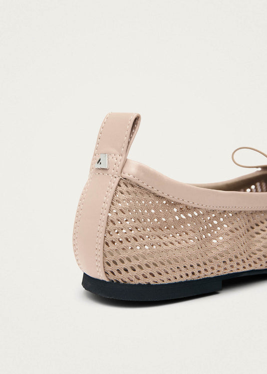 Rosalind Mesh Beige Leather Ballet Flats-image
