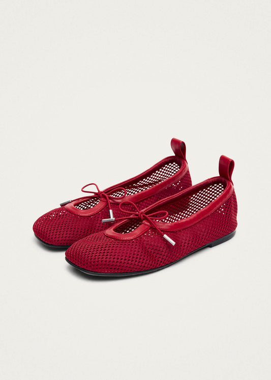 Rosalind Ballerine in Pelle Rossa a Rete-image